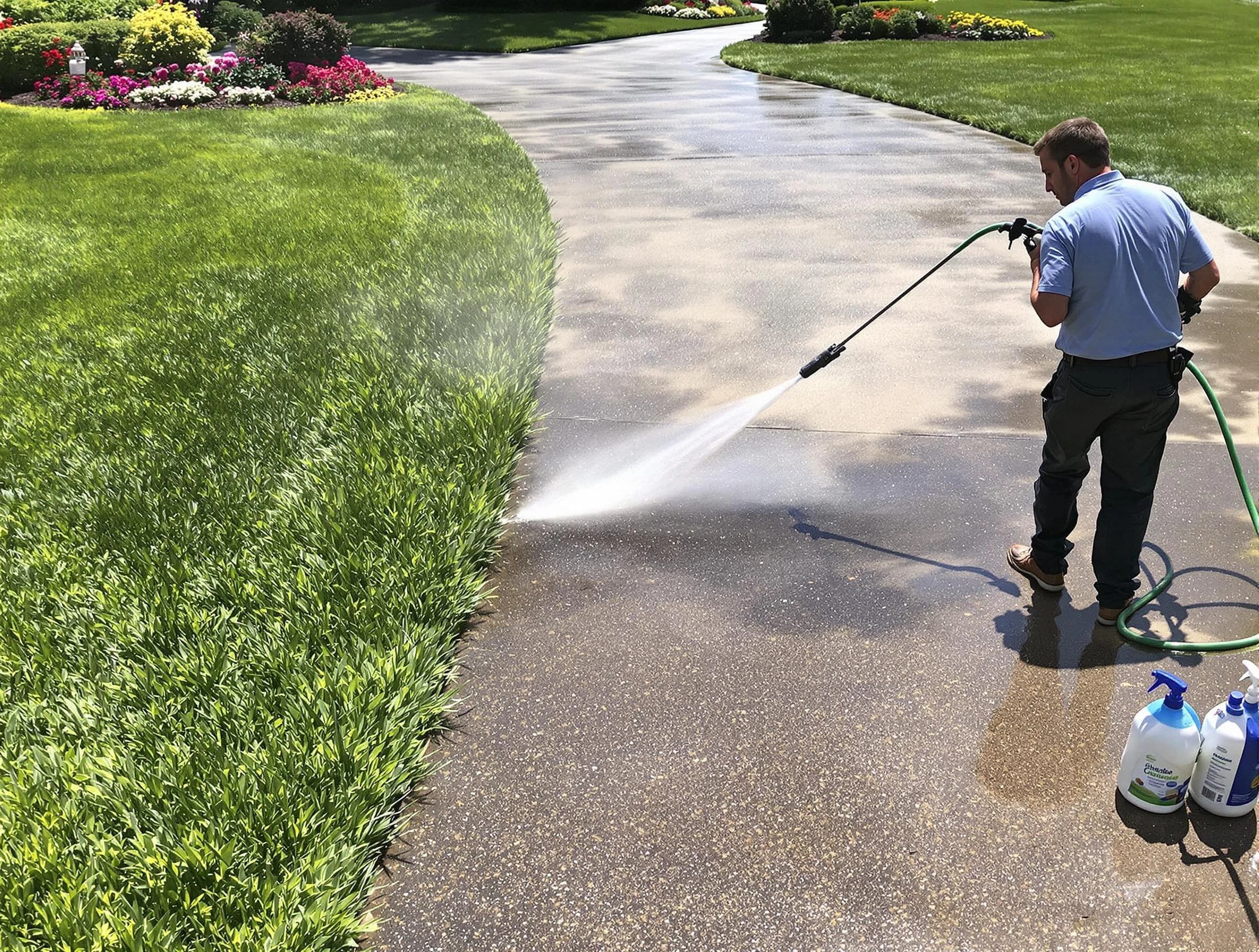 Before and after pressure washing by Beachwood Power Washing in Beachwood